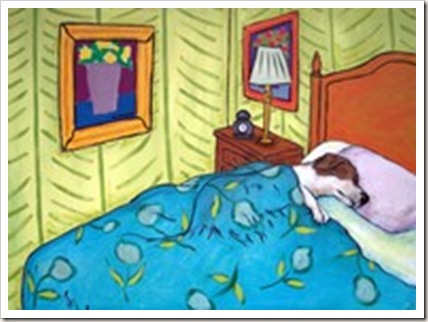 jack russell in bed