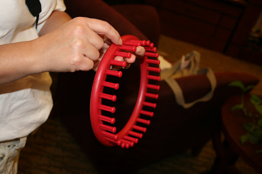 A loom was used to knit the caps. (photo credit: James Mulvenon)