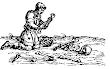 Man Kneels On The Ground And Examines The Bones Of The Dead King From Petrus Bonus