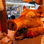 porky pig at the christmas market in Milan, Italy 