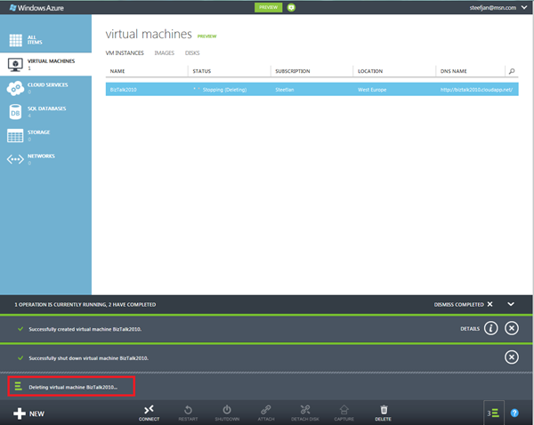 13. BizTalk IaaS - Deleting Virtual Machine