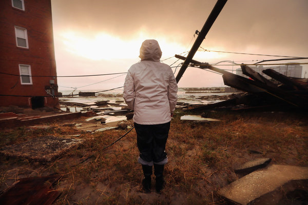 Kim Johnson looked out at the destruction caused by Hurricane Sandy in Atlantic City, N.J., in October 2012. Photo: Mario Tama / Getty Images
