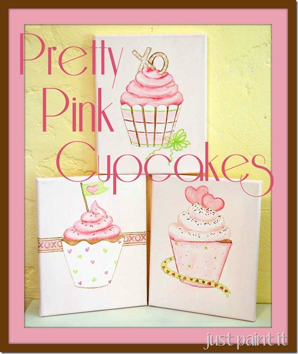 pink cupcake painting