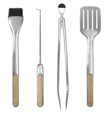 The combination of stainless steel and bamboo looks so great on this set of grilling utensils. (oxo.com) The combination of stainless steel and bamboo looks so great on this set of grilling utensils. (oxo.com)