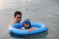 Oscar and Dad at the beach
