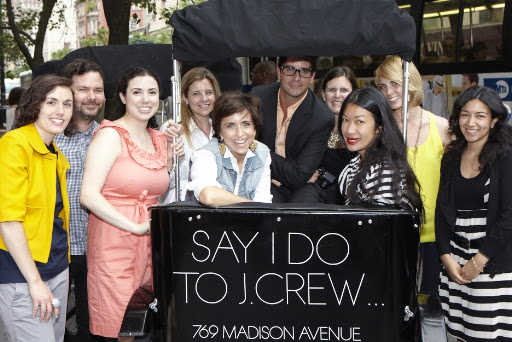 The Martha Stewart Weddings team gathers round one of the rickshaws. The Martha Stewart Weddings team gathers round one of the rickshaws.