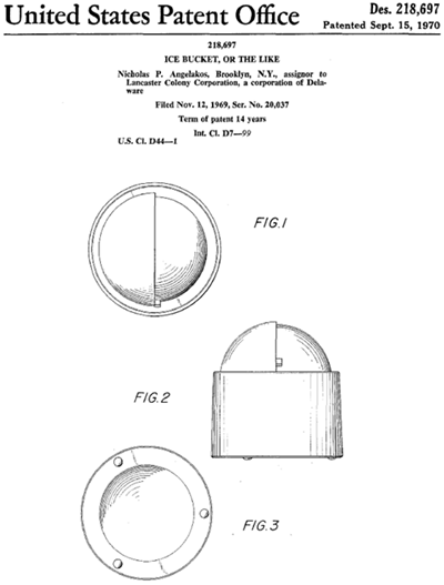 Nicholas Angelakos ice bucket design patent Nicholas Angelakos ice bucket design patent