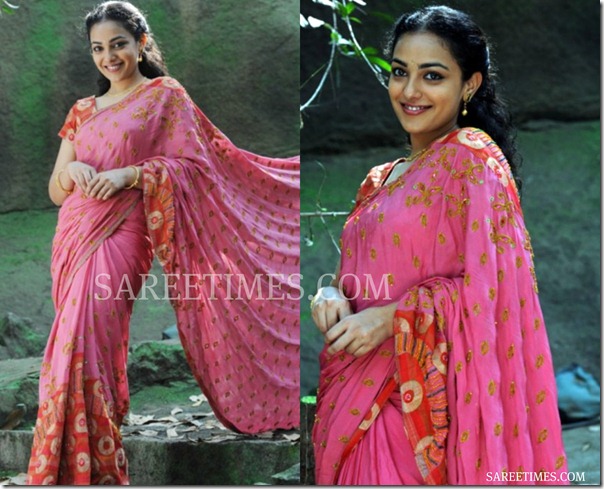 Nithya_Menon_Pink_Saree