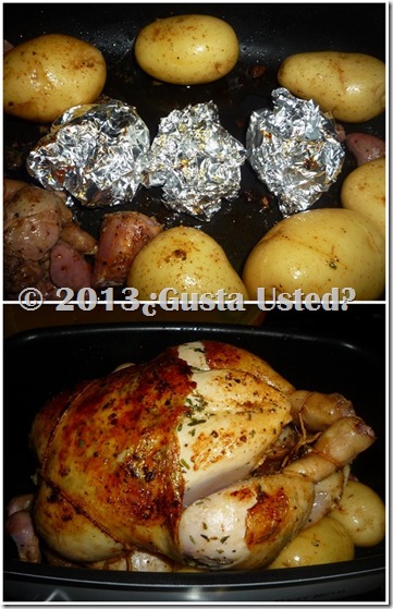 Coloca el pollo encima de las papas Pollo entero en Olla de lento Cocimiento-005