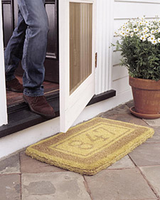 This DIY custom welcome mat will impress any new homeowner. Learn how to make it at: marthastewart.com/272368/custom-doormat