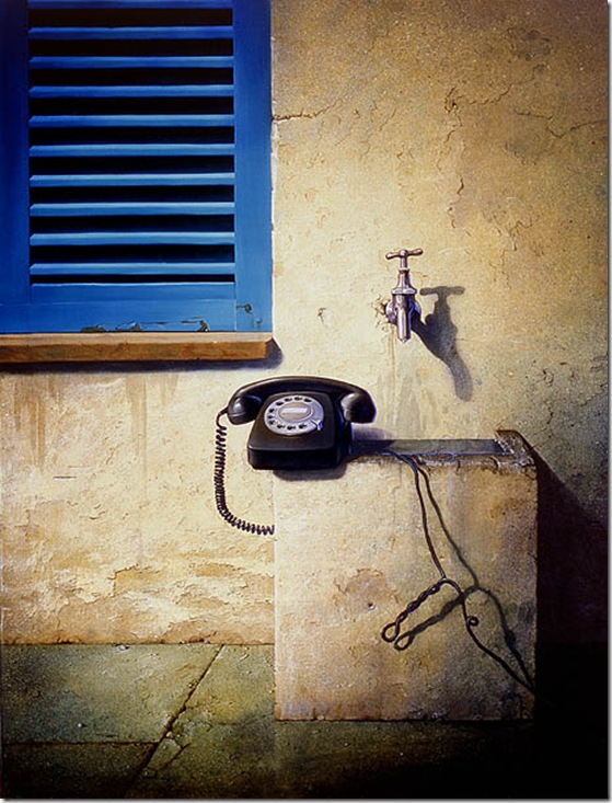 Stilleben mit Telefon und fliessend Wasser-Siegfried Zademarck Stilleben mit Telefon und fliessend Wasser-Siegfried Zademarck