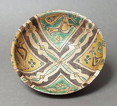 Bowl Iran, Nishapur Bowl, 10th century Ceramic; Vessel, Earthenware, buff slip, underglaze slip-painted, 2 7/8 x 17 1/4 in. (7.30 x 43.82 cm) The Nasli M. Heeramaneck Collection, gift of Joan Palevsky (M.73.5.289) Art of the Middle East: Islamic Department.