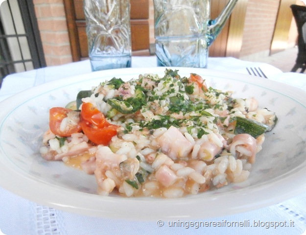 risotto polpo frutti mare zucchine pomodorini vongole gamberetti spinaci