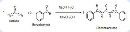 Synthesis of dibenzalacetone from benzaldehyde picture
