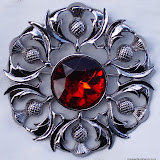 Red-stoned Thistle Brooch