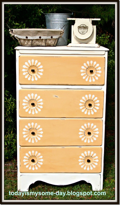 stenciled sunburst dresser