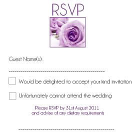 Purple Roses 5 RSVP Card