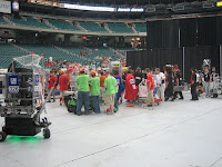Teams waiting in the queuing area