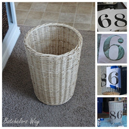 trash can with painted numbers