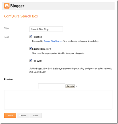 Search box in blogger