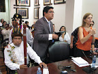 José Gualinga at the front table, with Pachamama lawyer Mario Melo and CEJIL Executive Director Viviana Krsticevic.  Photo: Andrew Miller / Amazon Watch