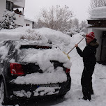 removing more snow from my car in Seefeld, Austria 