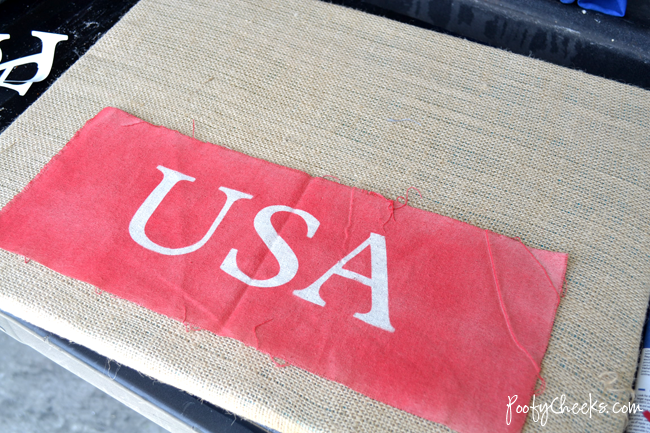 USA Burlap Canvas - Patriotic Holiday craft made with a Silhouette or Cricut.