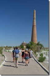 Walking to the Minaret in Konye Urgench