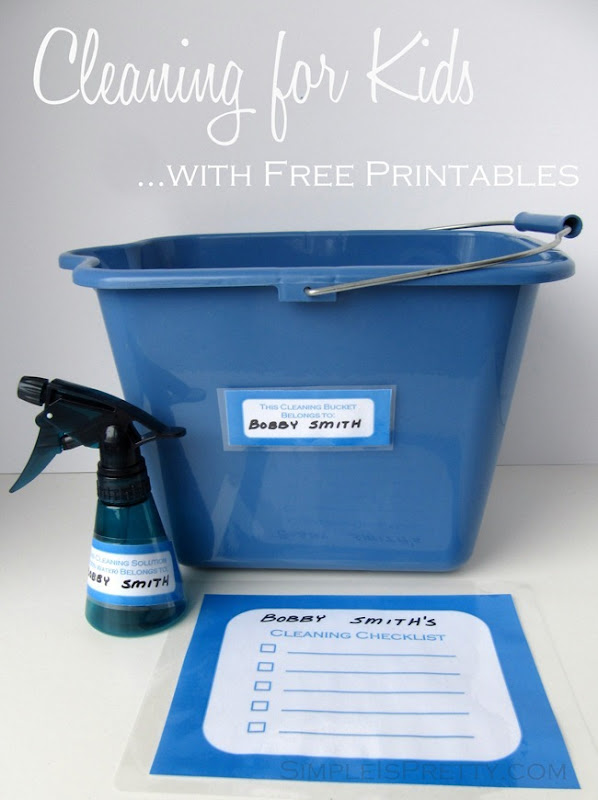 Cleaning for Kids Bucket and Printables