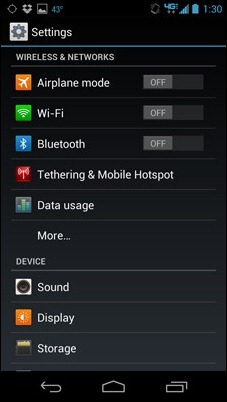 RAZR MAXX settings menu RAZR MAXX settings menu