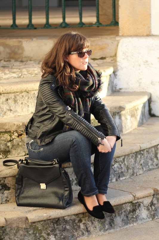 Leather Biker Jacket with Padded Shoulders Leather Biker Jacket with Padded Shoulders
