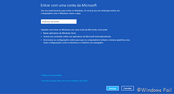 Use sua conta da Microsoft para poder entrar no Windows 8