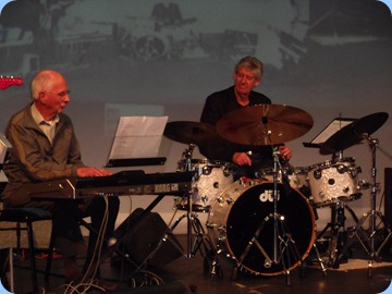 John Perkin on his Korg Pa3X keyboard playing one of his solos with Ian Jackson adding drum accompaninment John Perkin on his Korg Pa3X keyboard playing one of his solos with Ian Jackson adding drum accompaninment