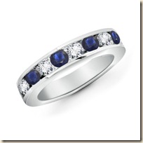 Round Sapphire and Diamond Band Ring