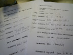 The tasting sheets
