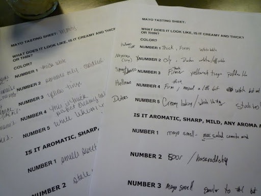 The tasting sheets