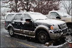 snowing on truck