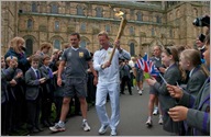 Paul Collingwood leads off from Durham Cathedral on the first leg (17th June)  John Attle