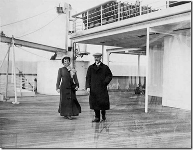 Couple taking an early stroll on the Titanic  "A" Deck