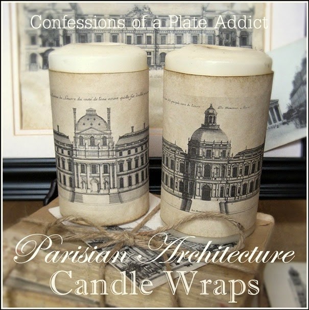 CONFESSIONS OF A PLATE ADDICT Parisian Architecture {Aged Paper} Candle Wraps CONFESSIONS OF A PLATE ADDICT Parisian Architecture {Aged Paper} Candle Wraps