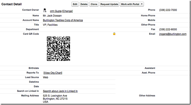 Contact page showing QR code generated in Memcard format via Formulas Contact page showing QR code generated in Memcard format via Formulas