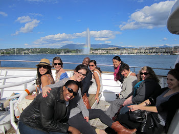 'Wagner's International Health Policy class takes a boat ride on Lake Leman' Photo by Vivian Yela
