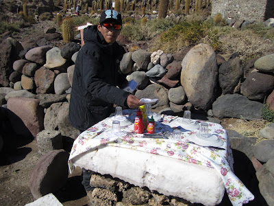 Getting ready for lunch - note the salt table top.
