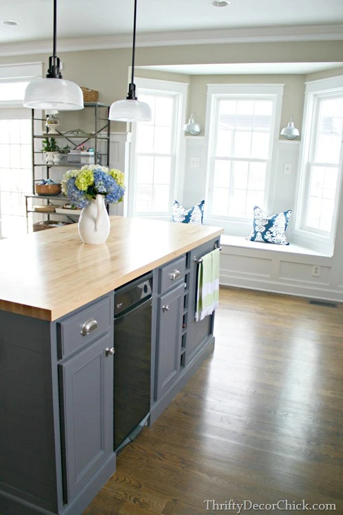 butcher block on island