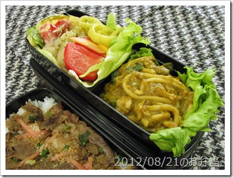焼肉丼と野菜の天麩羅弁当(2012/08/21)