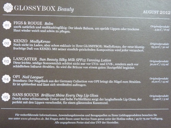 Glossybox August 2012 b Glossybox August 2012 b