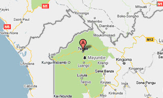 Territoire de Tshela marqué en rouge sur carte