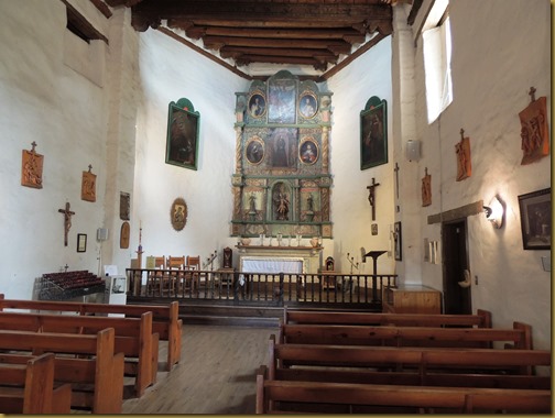 Rustic interior of the San Miguel Mission church