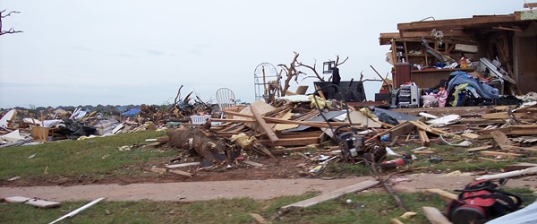 Home damaged by tornado