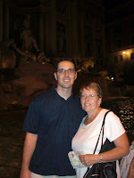 Mom and son and Trevi Fountain